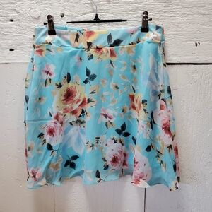 3/$18 Poof! Floral MiniSkirt Flowey Size Med Dress It Casual Or Dressy Blue Pink